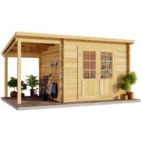 Pultdach Gartenhaus Maria mit Schleppdach Gartenhaus aus Holz in Pinie, Holzhaus mit 40 mm Wandstärke inklusive Schleppdach, Blockbohlenhaus mit von ALPHOLZ