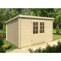 Pultdach Gartenhaus Modell Sonja-44 iso Gartenhaus aus Holz, Gartenhütte mit 44 mm Wandstärke Geräteschuppen - Naturbelassen - Alpholz von ALPHOLZ