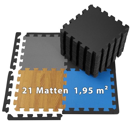 ALPIDEX 1,95 m² Bodenschutz Matte 21 Stück 30 x 30 x 1 cm Fitnessmatte Sportmatte Puzzlematte Unterlegmatte Pool Schutzmatten Turnmatte Bodenmatte Trainingsmatte Platten Gymmatte Black von ALPIDEX