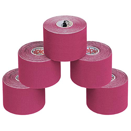 ALPIDEX 5 Rollen Kinesiologie Tape 5m x 5cm Viele Farben Anwendungsbroschüre Elastisch Wasserfest Hautfreundlich Physio Muskel Tape Set, Farbe:pink von ALPIDEX
