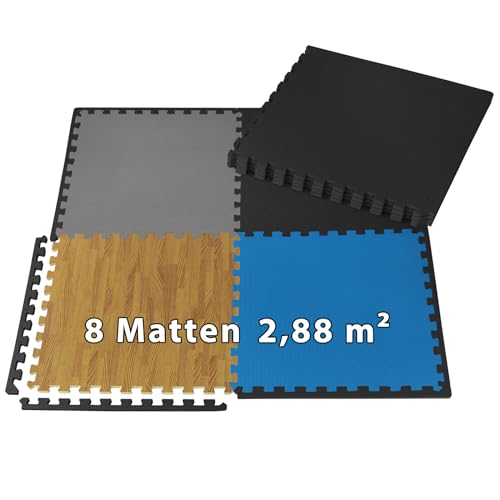 ALPIDEX 8er Set Bodenschutz Matte 1cm Dicke 60x60 cm Trainingsmatten 2,88 m² Unterlegmatte Pool Fitness Puzzle Heimtraining Boden Training Platten Gymmatte Turnmatte Fitnessraum, Farbe:Black ALPIDEX 8er Set Bodenschutz Matte 1cm Dicke 60x60 cm Trainingsmatten 2,88 m² Unterlegmatte Pool Fitness Puzzle Heimtraining Boden Training Platten Gymmatte Turnmatte Fitnessraum, Farbe:Black von ALPIDEX