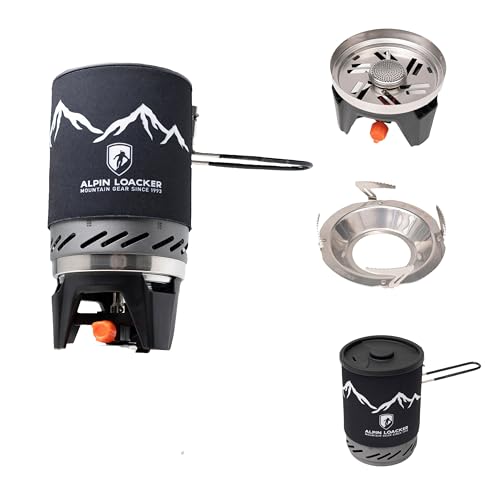 ALPIN LOACKER Storm Kit Pro Camping Gaskocher Set mit Piezozündung I Outdoor und Indoor Campinggaskocher I Leichter Campingkocher mit 1000ml Topf von ALPIN LOACKER