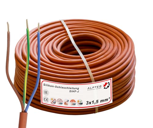 ALPTEG SiHF Silikonkabel 180°C Saunakabel flexibel (15m - 3x1,5mm²) von ALPTEG