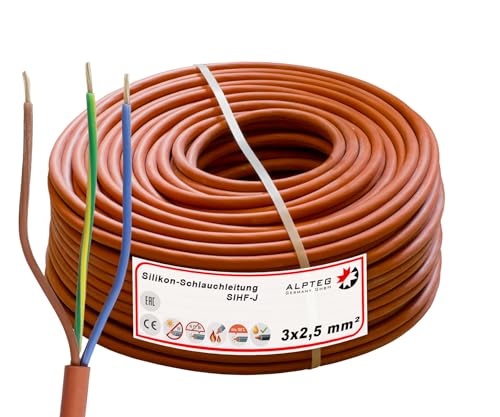 ALPTEG SiHF Silikonkabel 180°C Saunakabel flexibel (2m - 3x2,5mm²) von ALPTEG