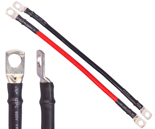 Batteriekabel 16mm² M5 M6 M8 Rohrkabelschuhe Schrumpfschlauch rot schwarz Länge wählbar ALPTEG (16mm² schwarz Länge=1,0m M6) von ALPTEG