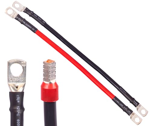 Batteriekabel 95mm² Rohrkabelschuhe Schrumpfschlauch ALPTEG (95mm² rot Länge=0,5 m – M10 + AEH) von ALPTEG