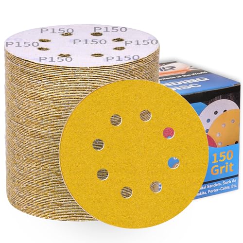 100 Stück Schleifpapier 125mm Klett 150 Körnung Schleifscheiben für Exzenterschleifer 8 Loch Schleifblätter Profi Für Holz Metall Entrosten und Farbe von ALPXUXP