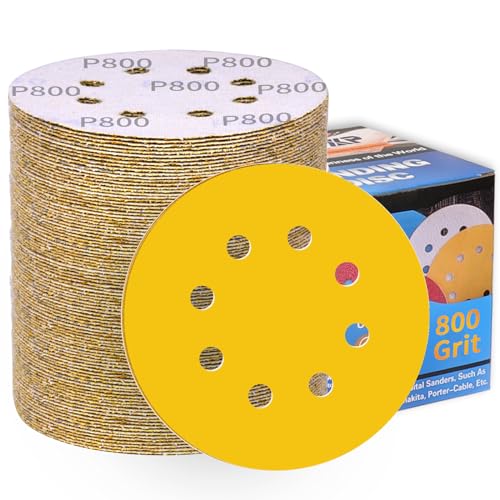 100 Stück Schleifpapier 125mm Klett 800 Körnung Schleifscheiben für Exzenterschleifer 8 Loch Schleifblätter Profi Für Holz Metall Entrosten und Farbe von ALPXUXP