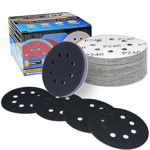 ALPXUXP 51 Stück Schleifpapier 125mm Klett 180 körnung Nass Trocken Schleifscheiben 8 Loch Siliciumcarbid Schleifblätter Profi für Exzenterschleifer(Enthält 1 Stück Kissen Pad) für Auto Metall von ALPXUXP