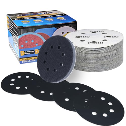 ALPXUXP 51 Stück Schleifpapier 125mm Klett 400 körnung Nass Trocken Schleifscheiben 8 Loch Siliciumcarbid Schleifblätter Profi für Exzenterschleifer(Enthält 1 Stück Kissen Pad) für Auto Metall von ALPXUXP