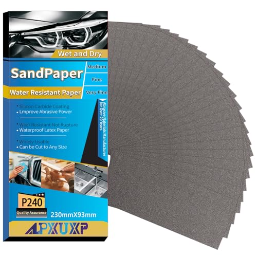 Schleifpapier Set, 30 Stück Körnung von 240 Grit, Nass und Trocken für Auto von ALPXUXP