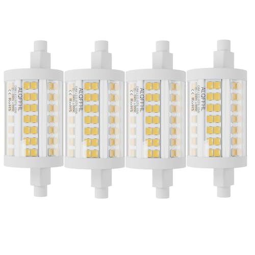 R7S LED Lampen 78mm Dimmbar 15W, Doppelendige J Typ Flutlichter (150W Halogenbirne T3 äquivalent), 6000K 2000Lm, LED Leuchtmittel Stablampe, Wände Sicherheit Böden Glühbirnen, 4er-Pack (Kaltes Weiß) von ALQFFHL