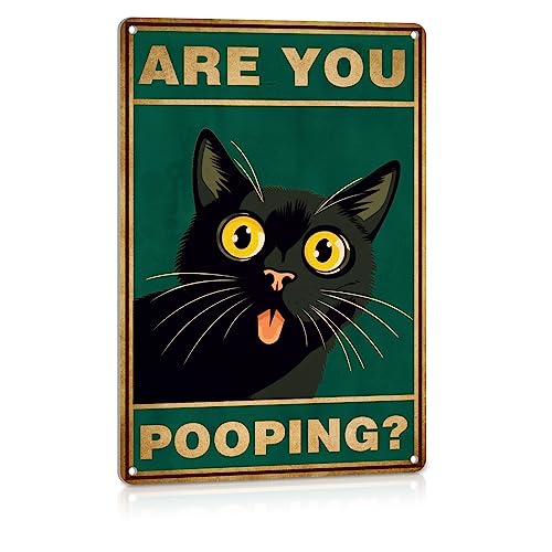 ALREAR Katzen-Badezimmer-Dekor, lustiges Badezimmerschild mit Aufschrift "Are You Pooping Cat", für Mädchen, Wandkunst, Metallschild, Vintage-Dekoration, Geschenk für Katzenliebhaber, 30.5x20.3 cm von ALREAR