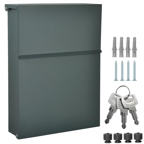 ALSTEN TECH Designer Briefkasten Wandbriefkasten Postkasten ohne Zeitungsfach Anthrazitgrau Matt RAL 7016 Mini 30x23 cm von ALSTEN TECH