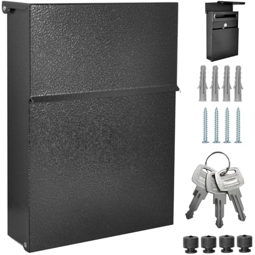 ALSTEN TECH Designer Briefkasten Wandbriefkasten Postkasten ohne Zeitungsfach Schwarz Antik RAL 9005 Mini 30x23 cm von ALSTEN TECH