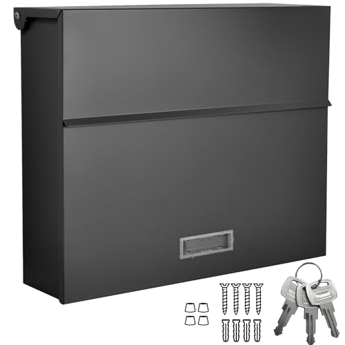 ALSTEN TECH Designer Briefkasten Wandbriefkasten Postkasten ohne Zeitungsfach Schwarz Matt RAL 9017 A4/C4 geeignet von ALSTEN TECH