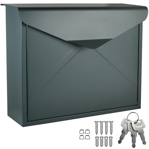 ALSTEN TECH Designer Briefkasten Wandbriefkasten Postkasten ohne Zeitungsrolle Zeitungsfach Anthrazitgrau Matt RAL 7016 A4/C4 geeignet von ALSTEN TECH