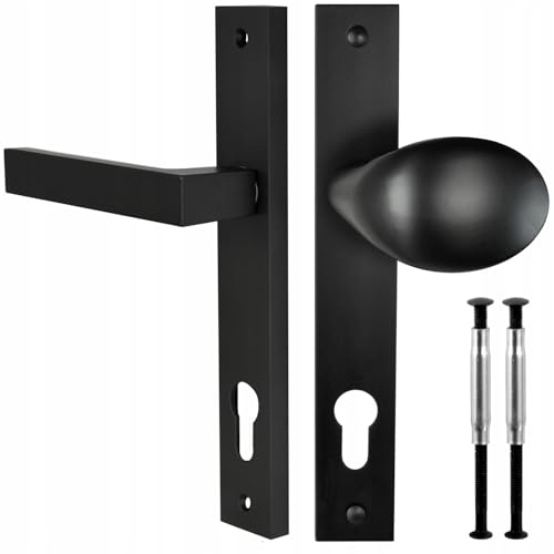 ALSTEN TECH Türbeschlag Drückergarnitur Türgriff Langschild Aluminiumguss Mattschwarz PZ 72 mm Abstand 195 mm Klinke links Knauf rechts für Außentüren Gartentore Hoftüren ALSTEN TECH Türbeschlag Drückergarnitur Türgriff Langschild Aluminiumguss Mattschwarz PZ 72 mm Abstand 195 mm Klinke links Knauf rechts für Außentüren Gartentore Hoftüren von ALSTEN TECH