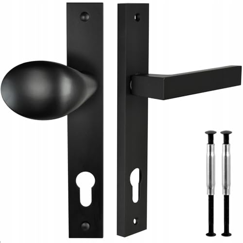 ALSTEN TECH Türbeschlag Drückergarnitur Türgriff Langschild Aluminiumguss Mattschwarz PZ 72 mm Abstand 195 mm Klinke rechts Knauf links für Außentüren Gartentore Hoftüren ALSTEN TECH Türbeschlag Drückergarnitur Türgriff Langschild Aluminiumguss Mattschwarz PZ 72 mm Abstand 195 mm Klinke rechts Knauf links für Außentüren Gartentore Hoftüren von ALSTEN TECH