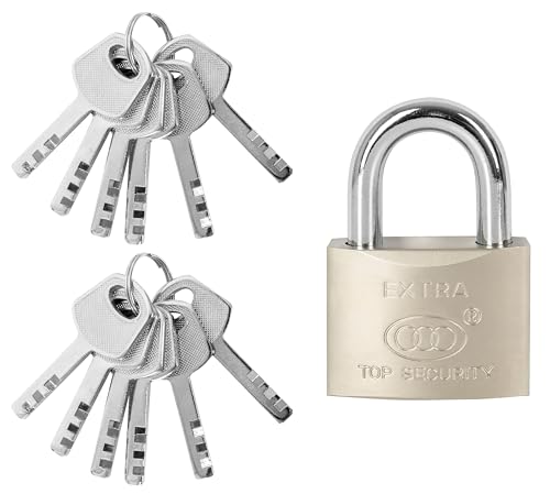 ALSTEN TECH Vorhängeschloss 50mm mit 12 Schlüsseln massiver Schlosskörper aus Gehärteter Stahl Vernickelt Sicherheitsschloss Robuster Bügel für Hohe Sicherheit Wetterfest Ideal für Innen und Außen von ALSTEN TECH