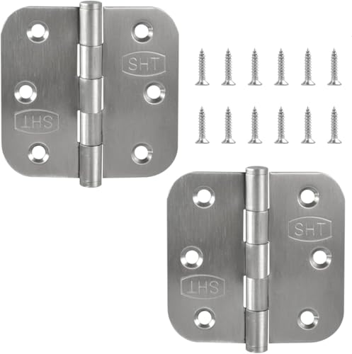 ALSTEN TECH geflochtene Scharniere Set von 2 Stück 65x65mm aus Edelstahl gebürstet SUS 304 rostfrei Klappbar Abgerundet Türscharnier für Holztüren Möbel Schränke Gartentüren Toren, Montageschrauben von ALSTEN TECH
