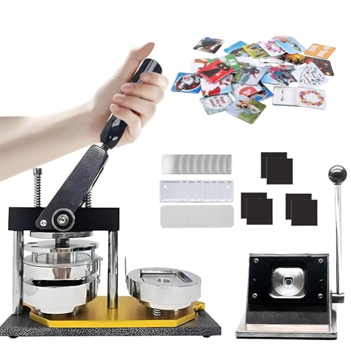 Kühlschrankmagnet-Button-Maker-Maschine mit Papierschneider, 50mm DIY-Quadrat-Fotomagnet-Maschine mit 100 Verbrauchsmaterial-Sets, Professioneller Metall-Button-Maker von ALSUP