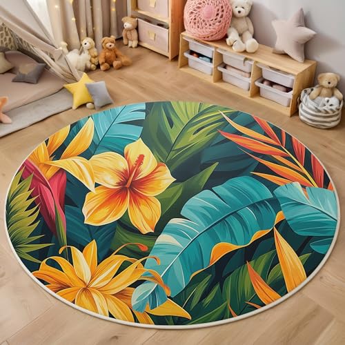 3D Rund Orangeblau Blumen Und Grüne Blätter 200Cm Kinder Jugendliche Jungen Teppich Schlafzimmer Stuhl Matte Kinderzimmer Wohnzimmer Tropischer Dschungel Weichem Balkon Korridor Kinderteppiche 3D Rund Orangeblau Blumen Und Grüne Blätter 200Cm Kinder Jugendliche Jungen Teppich Schlafzimmer Stuhl Matte Kinderzimmer Wohnzimmer Tropischer Dschungel Weichem Balkon Korridor Kinderteppiche von ALTCIRNMD