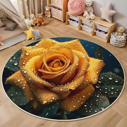 ALTCIRNMD 3D Rund Gelbgrün Tautropfenrose 120Cm Kinder Jugendliche Jungen Teppich Schlafzimmer Stuhl Matte Kinderzimmer Wohnzimmer Natürliche Pflanzen Weichem Balkon Korridor Kinderteppiche ALTCIRNMD 3D Rund Gelbgrün Tautropfenrose 120Cm Kinder Jugendliche Jungen Teppich Schlafzimmer Stuhl Matte Kinderzimmer Wohnzimmer Natürliche Pflanzen Weichem Balkon Korridor Kinderteppiche von ALTCIRNMD