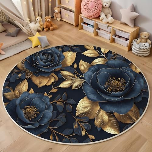 ALTCIRNMD 3D Rund Goldblau Rosenblätter 180Cm Kinder Jugendliche Jungen Teppich Schlafzimmer Stuhl Matte Kinderzimmer Wohnzimmer Luxuspflanzen Weichem Balkon Korridor Kinderteppiche ALTCIRNMD 3D Rund Goldblau Rosenblätter 180Cm Kinder Jugendliche Jungen Teppich Schlafzimmer Stuhl Matte Kinderzimmer Wohnzimmer Luxuspflanzen Weichem Balkon Korridor Kinderteppiche von ALTCIRNMD