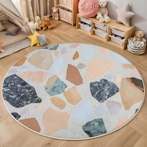 ALTCIRNMD 3D Rund Pfirsichblau Terrazzo-Textur 200Cm Kinder Jugendliche Jungen Teppich Schlafzimmer Stuhl Matte Kinderzimmer Wohnzimmer Elegante Landschaft Weichem Balkon Korridor Kinderteppiche ALTCIRNMD 3D Rund Pfirsichblau Terrazzo-Textur 200Cm Kinder Jugendliche Jungen Teppich Schlafzimmer Stuhl Matte Kinderzimmer Wohnzimmer Elegante Landschaft Weichem Balkon Korridor Kinderteppiche von ALTCIRNMD