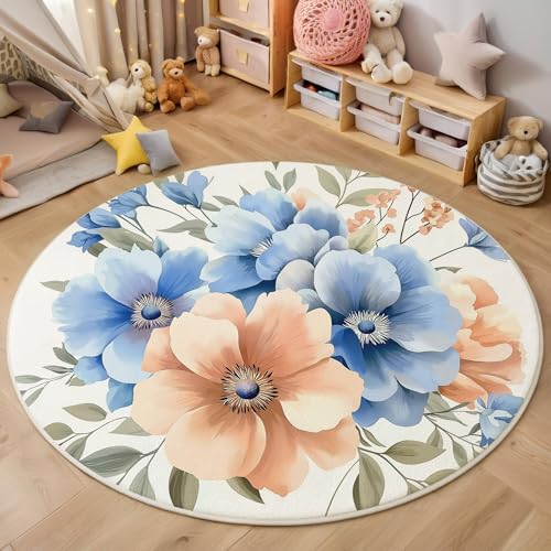 ALTCIRNMD 3D Rund Puderblau Schöne Blumen 120Cm Kinder Jugendliche Jungen Teppich Schlafzimmer Stuhl Matte Kinderzimmer Wohnzimmer Aquarellpflanzen Weichem Balkon Korridor Kinderteppiche ALTCIRNMD 3D Rund Puderblau Schöne Blumen 120Cm Kinder Jugendliche Jungen Teppich Schlafzimmer Stuhl Matte Kinderzimmer Wohnzimmer Aquarellpflanzen Weichem Balkon Korridor Kinderteppiche von ALTCIRNMD