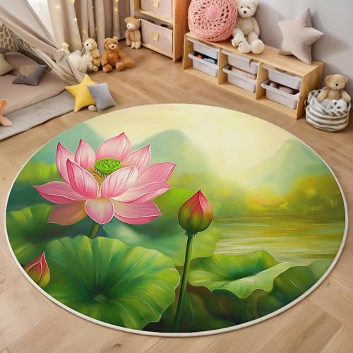 ALTCIRNMD 3D Rund Rosa Grün Lotus Im Teich 100Cm Kinder Jugendliche Jungen Teppich Schlafzimmer Stuhl Matte Kinderzimmer Wohnzimmer Elegante Pflanzen Weichem Balkon Korridor Kinderteppiche ALTCIRNMD 3D Rund Rosa Grün Lotus Im Teich 100Cm Kinder Jugendliche Jungen Teppich Schlafzimmer Stuhl Matte Kinderzimmer Wohnzimmer Elegante Pflanzen Weichem Balkon Korridor Kinderteppiche von ALTCIRNMD