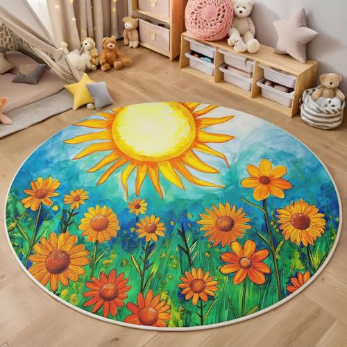 ALTCIRNMD 3D Rund Rot Grün Sonnenblumen 160Cm Kinder Jugendliche Jungen Teppich Schlafzimmer Stuhl Matte Kinderzimmer Wohnzimmer Modepflanzen Weichem Balkon Korridor Kinderteppiche ALTCIRNMD 3D Rund Rot Grün Sonnenblumen 160Cm Kinder Jugendliche Jungen Teppich Schlafzimmer Stuhl Matte Kinderzimmer Wohnzimmer Modepflanzen Weichem Balkon Korridor Kinderteppiche von ALTCIRNMD