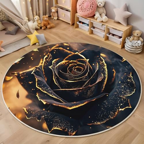 ALTCIRNMD 3D Rund Schwarzes Gold Rauchrose 140Cm Kinder Jugendliche Jungen Teppich Schlafzimmer Stuhl Matte Kinderzimmer Wohnzimmer Fantasiepflanzen Weichem Balkon Korridor Kinderteppiche ALTCIRNMD 3D Rund Schwarzes Gold Rauchrose 140Cm Kinder Jugendliche Jungen Teppich Schlafzimmer Stuhl Matte Kinderzimmer Wohnzimmer Fantasiepflanzen Weichem Balkon Korridor Kinderteppiche von ALTCIRNMD