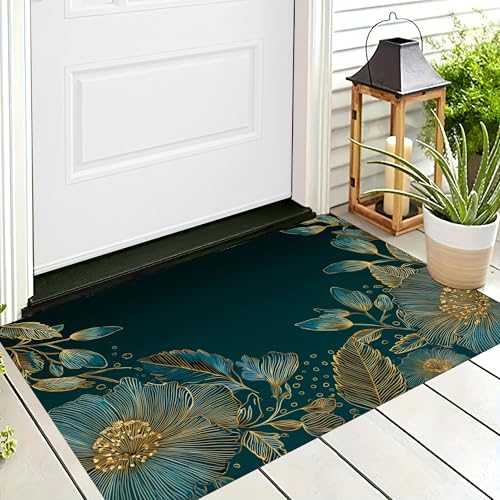 ALTCIRNMD 3D-Teppiche Blaugold Blumenlinien,Fußmatte Für Innen Außenbereich,Saugfähig,Ultradünn rutschfest Schnell Trocknend,Teppich Abstrakte Pflanzen Für Badezimmer Dusche,90X150Cm ALTCIRNMD 3D-Teppiche Blaugold Blumenlinien,Fußmatte Für Innen Außenbereich,Saugfähig,Ultradünn rutschfest Schnell Trocknend,Teppich Abstrakte Pflanzen Für Badezimmer Dusche,90X150Cm von ALTCIRNMD