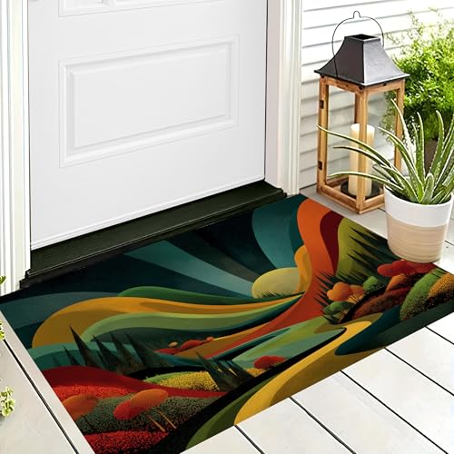 ALTCIRNMD 3D-Teppiche Orange Grün Hügelige Bäume,Fußmatte Für Innen Außenbereich,Saugfähig,Ultradünn rutschfest Schnell Trocknend,Teppich Abstrakte Landschaft Für Badezimmer Dusche,70X100Cm ALTCIRNMD 3D-Teppiche Orange Grün Hügelige Bäume,Fußmatte Für Innen Außenbereich,Saugfähig,Ultradünn rutschfest Schnell Trocknend,Teppich Abstrakte Landschaft Für Badezimmer Dusche,70X100Cm von ALTCIRNMD