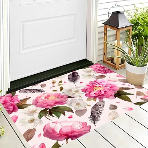 ALTCIRNMD 3D-Teppiche Rosa Grün Pfingstrosenblüten,Fußmatte Für Innen Außenbereich,Saugfähig,Ultradünn rutschfest Schnell Trocknend,Teppich Abbildung Von Pflanzen Für Badezimmer Dusche,90X150Cm ALTCIRNMD 3D-Teppiche Rosa Grün Pfingstrosenblüten,Fußmatte Für Innen Außenbereich,Saugfähig,Ultradünn rutschfest Schnell Trocknend,Teppich Abbildung Von Pflanzen Für Badezimmer Dusche,90X150Cm von ALTCIRNMD