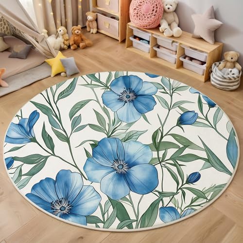 ALTCIRNMD Area Wohnzimmerteppich Schlafzimmerteppich Blaugrün Blumen Und Grüne Blätter Teppich 3D-Gedruckter Soft-Touch,Aquarellpflanzen Für Kinderzimmer Schlafzimmer Dekoration 100Cm ALTCIRNMD Area Wohnzimmerteppich Schlafzimmerteppich Blaugrün Blumen Und Grüne Blätter Teppich 3D-Gedruckter Soft-Touch,Aquarellpflanzen Für Kinderzimmer Schlafzimmer Dekoration 100Cm von ALTCIRNMD