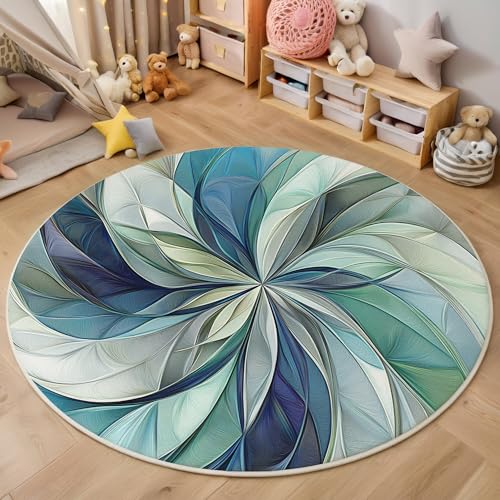 ALTCIRNMD Area Wohnzimmerteppich Schlafzimmerteppich Blaugrün Elegante Blumen Teppich 3D-Gedruckter Soft-Touch,Abstrakte Pflanzen Für Kinderzimmer Schlafzimmer Dekoration 100Cm ALTCIRNMD Area Wohnzimmerteppich Schlafzimmerteppich Blaugrün Elegante Blumen Teppich 3D-Gedruckter Soft-Touch,Abstrakte Pflanzen Für Kinderzimmer Schlafzimmer Dekoration 100Cm von ALTCIRNMD