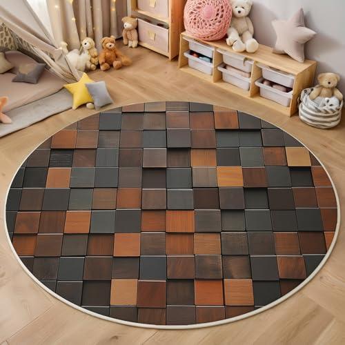 ALTCIRNMD Area Wohnzimmerteppich Schlafzimmerteppich Dunkelbraun Holzrahmenwand Teppich 3D-Gedruckter Soft-Touch,Personalisierte Textur Für Kinderzimmer Schlafzimmer Dekoration 200Cm von ALTCIRNMD