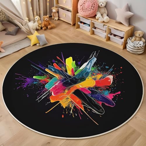 ALTCIRNMD Area Wohnzimmerteppich Schlafzimmerteppich Farbe Abstrakte Graffiti Teppich 3D-Gedruckter Soft-Touch,Farbkunst Für Kinderzimmer Schlafzimmer Dekoration 100Cm ALTCIRNMD Area Wohnzimmerteppich Schlafzimmerteppich Farbe Abstrakte Graffiti Teppich 3D-Gedruckter Soft-Touch,Farbkunst Für Kinderzimmer Schlafzimmer Dekoration 100Cm von ALTCIRNMD
