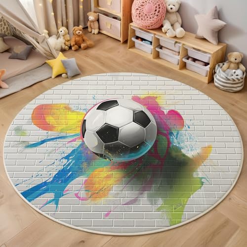 ALTCIRNMD Area Wohnzimmerteppich Schlafzimmerteppich Farbe Wandfußball Teppich 3D-Gedruckter Soft-Touch,Farbige Graffiti Für Kinderzimmer Schlafzimmer Dekoration 100Cm ALTCIRNMD Area Wohnzimmerteppich Schlafzimmerteppich Farbe Wandfußball Teppich 3D-Gedruckter Soft-Touch,Farbige Graffiti Für Kinderzimmer Schlafzimmer Dekoration 100Cm von ALTCIRNMD