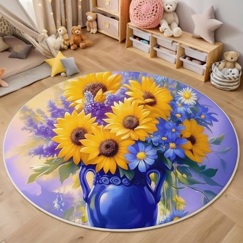 ALTCIRNMD Area Wohnzimmerteppich Schlafzimmerteppich Gelb Blau Vase Mit Sonnenblumen Teppich 3D-Gedruckter Soft-Touch,Illustration Pflanzen Für Kinderzimmer Schlafzimmer Dekoration 180Cm ALTCIRNMD Area Wohnzimmerteppich Schlafzimmerteppich Gelb Blau Vase Mit Sonnenblumen Teppich 3D-Gedruckter Soft-Touch,Illustration Pflanzen Für Kinderzimmer Schlafzimmer Dekoration 180Cm von ALTCIRNMD