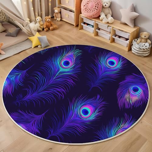 ALTCIRNMD Area Wohnzimmerteppich Schlafzimmerteppich Lila Blau Pfauenfedern Teppich 3D-Gedruckter Soft-Touch,Optischer Eindruck Für Kinderzimmer Schlafzimmer Dekoration 200Cm ALTCIRNMD Area Wohnzimmerteppich Schlafzimmerteppich Lila Blau Pfauenfedern Teppich 3D-Gedruckter Soft-Touch,Optischer Eindruck Für Kinderzimmer Schlafzimmer Dekoration 200Cm von ALTCIRNMD
