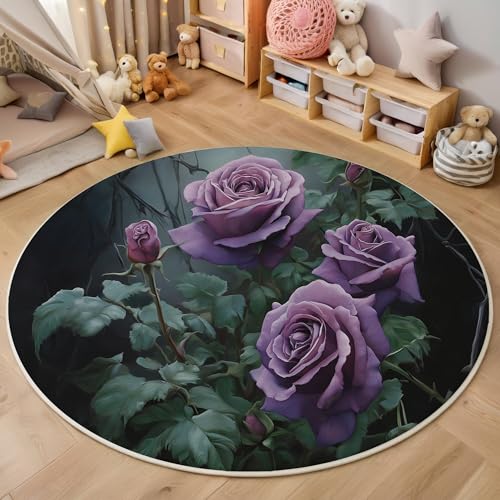 ALTCIRNMD Area Wohnzimmerteppich Schlafzimmerteppich Lila Gotische Rose Teppich 3D-Gedruckter Soft-Touch,Dunkle Fantasie Für Kinderzimmer Schlafzimmer Dekoration 180Cm ALTCIRNMD Area Wohnzimmerteppich Schlafzimmerteppich Lila Gotische Rose Teppich 3D-Gedruckter Soft-Touch,Dunkle Fantasie Für Kinderzimmer Schlafzimmer Dekoration 180Cm von ALTCIRNMD