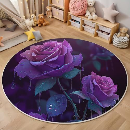 ALTCIRNMD Area Wohnzimmerteppich Schlafzimmerteppich Lila Wassertropfenrose Teppich 3D-Gedruckter Soft-Touch,Fantasiepflanzen Für Kinderzimmer Schlafzimmer Dekoration 180Cm ALTCIRNMD Area Wohnzimmerteppich Schlafzimmerteppich Lila Wassertropfenrose Teppich 3D-Gedruckter Soft-Touch,Fantasiepflanzen Für Kinderzimmer Schlafzimmer Dekoration 180Cm von ALTCIRNMD