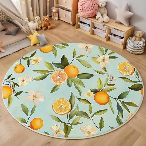 ALTCIRNMD Area Wohnzimmerteppich Schlafzimmerteppich Orange Grün Orangegrüne Blätter Teppich 3D-Gedruckter Soft-Touch,Aquarellfrüchte Für Kinderzimmer Schlafzimmer Dekoration 160Cm ALTCIRNMD Area Wohnzimmerteppich Schlafzimmerteppich Orange Grün Orangegrüne Blätter Teppich 3D-Gedruckter Soft-Touch,Aquarellfrüchte Für Kinderzimmer Schlafzimmer Dekoration 160Cm von ALTCIRNMD