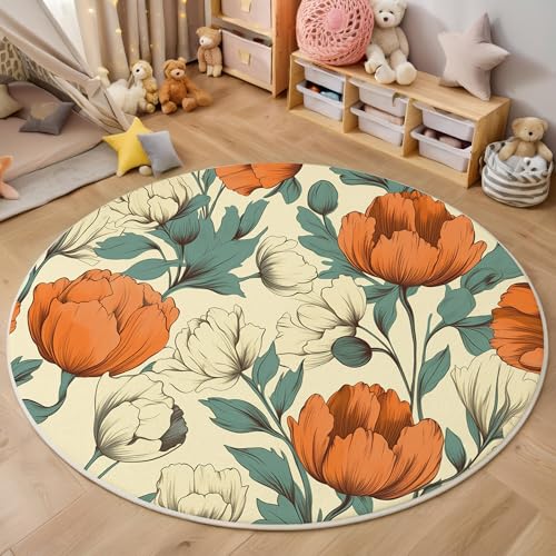 ALTCIRNMD Area Wohnzimmerteppich Schlafzimmerteppich Orange Grün Pfingstrose Tulpe Teppich 3D-Gedruckter Soft-Touch,Retro-Pflanzen Für Kinderzimmer Schlafzimmer Dekoration 160Cm ALTCIRNMD Area Wohnzimmerteppich Schlafzimmerteppich Orange Grün Pfingstrose Tulpe Teppich 3D-Gedruckter Soft-Touch,Retro-Pflanzen Für Kinderzimmer Schlafzimmer Dekoration 160Cm von ALTCIRNMD