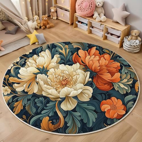 ALTCIRNMD Area Wohnzimmerteppich Schlafzimmerteppich Orangeweiß Elegante Blumen Teppich 3D-Gedruckter Soft-Touch,Abbildung Von Pflanzen Für Kinderzimmer Schlafzimmer Dekoration 120Cm ALTCIRNMD Area Wohnzimmerteppich Schlafzimmerteppich Orangeweiß Elegante Blumen Teppich 3D-Gedruckter Soft-Touch,Abbildung Von Pflanzen Für Kinderzimmer Schlafzimmer Dekoration 120Cm von ALTCIRNMD