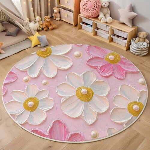 ALTCIRNMD Area Wohnzimmerteppich Schlafzimmerteppich Rosa Einfache Blumen Teppich 3D-Gedruckter Soft-Touch,Elegante Pflanzen Für Kinderzimmer Schlafzimmer Dekoration 140Cm ALTCIRNMD Area Wohnzimmerteppich Schlafzimmerteppich Rosa Einfache Blumen Teppich 3D-Gedruckter Soft-Touch,Elegante Pflanzen Für Kinderzimmer Schlafzimmer Dekoration 140Cm von ALTCIRNMD